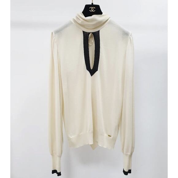 Chanel Cashmere Tie-Neck Blouse - Size L (FR44) - Picture 1 of 6